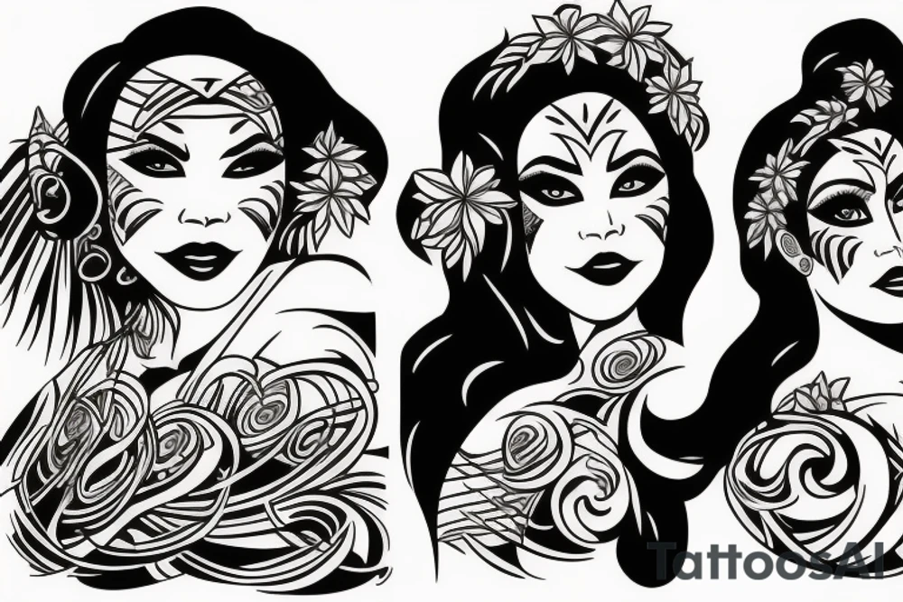 A portrait of hula dancer tattoo idea
