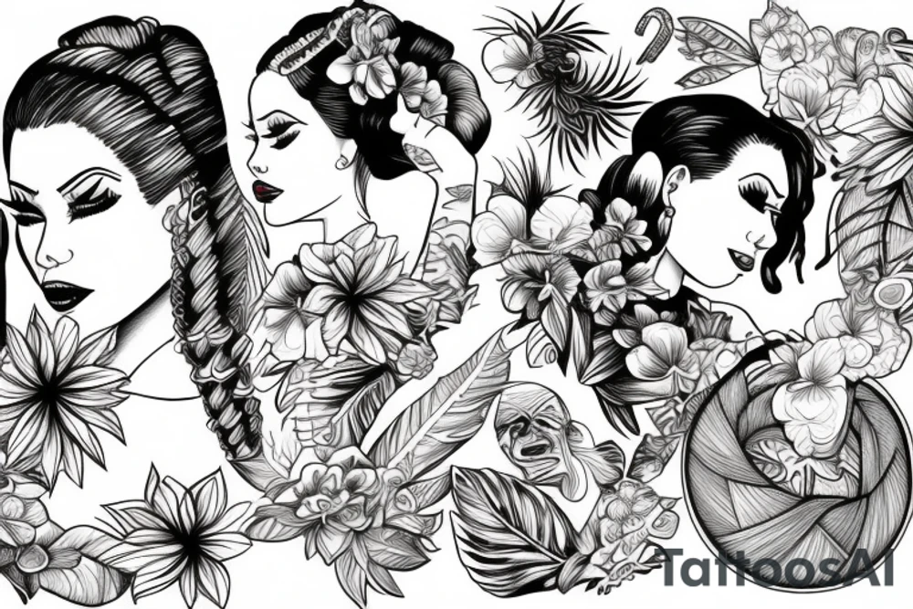 A portrait of hula dancer tattoo idea