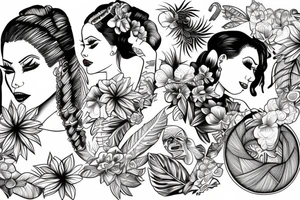 A portrait of hula dancer tattoo idea