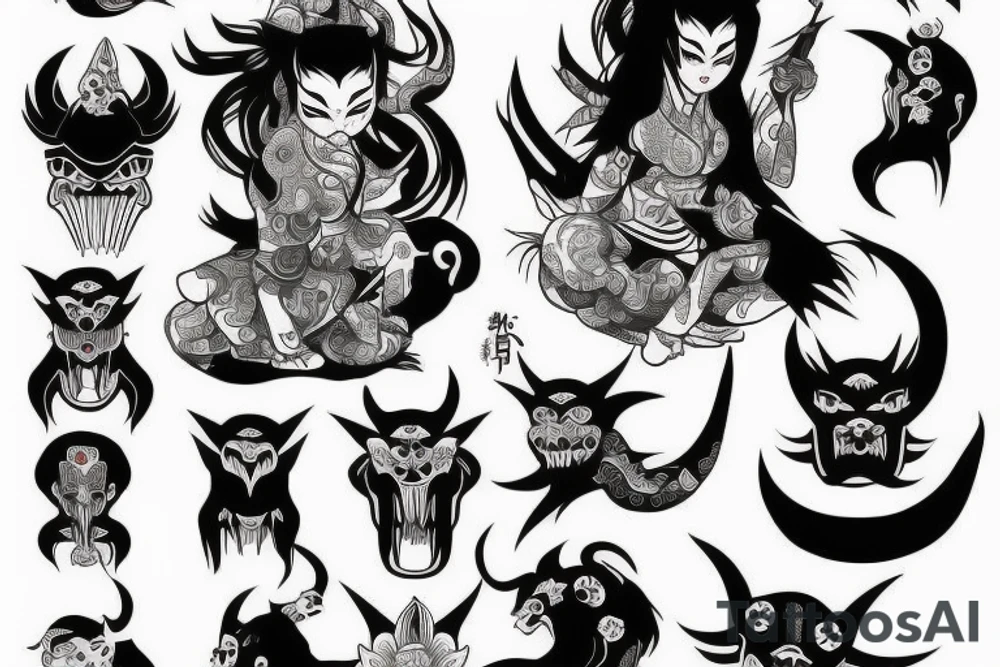 japanese oni woman-demon tattoo idea