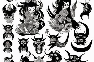 japanese oni woman-demon tattoo idea