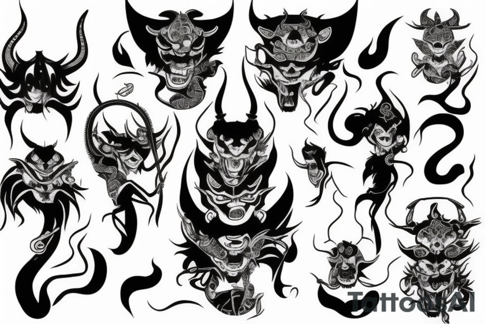 japanese oni woman-demon tattoo idea