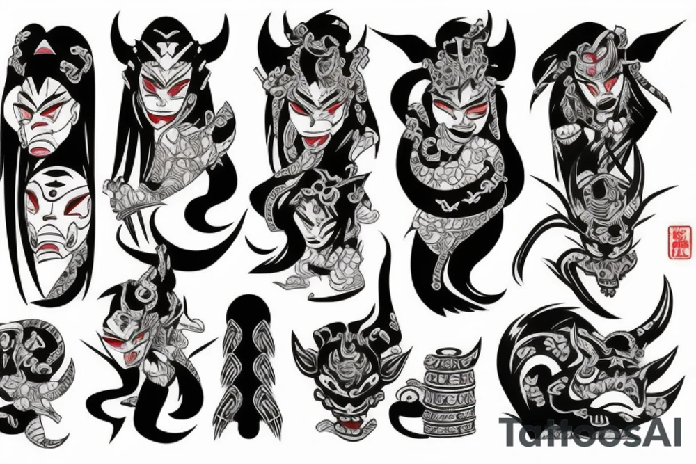 japanese oni woman-demon tattoo idea