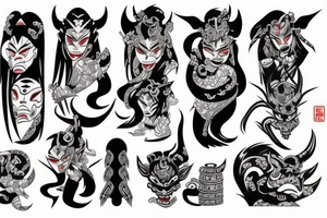 japanese oni woman-demon tattoo idea
