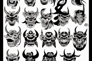 japanese woman-demon oni mask tattoo idea