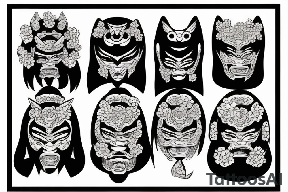 japanese oni mask woman tattoo idea