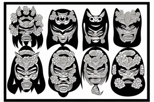 japanese oni mask woman tattoo idea