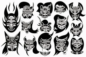 japanese oni mask woman tattoo idea