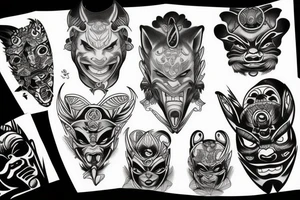 oni mask woman tattoo idea