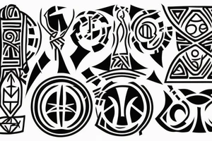African tribal symbol that extends from an existing design. It should represent leadership, uniqueness, and boldness tattoo idea