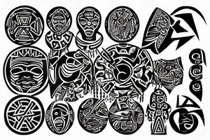African tribal symbol that extends from an existing design. It should represent leadership, uniqueness, and boldness tattoo idea