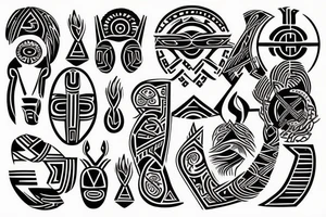 African tribal symbol that extends from an existing design. It should represent leadership, uniqueness, and boldness tattoo idea