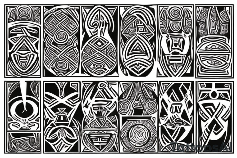 African tribal symbol that extends from an existing design. It should represent leadership, uniqueness, and boldness tattoo idea