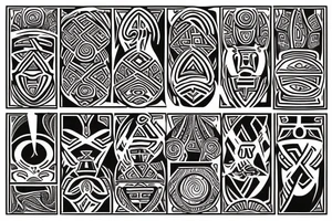 African tribal symbol that extends from an existing design. It should represent leadership, uniqueness, and boldness tattoo idea