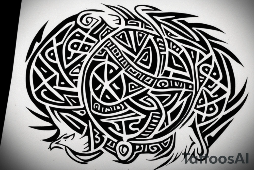African tribal symbol that extends from an existing design. It should represent leadership, uniqueness, and boldness. Should also include an eagle tattoo idea