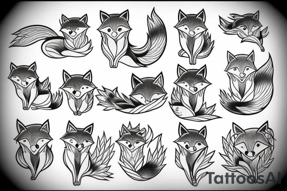 Japanese foxes tattoo idea