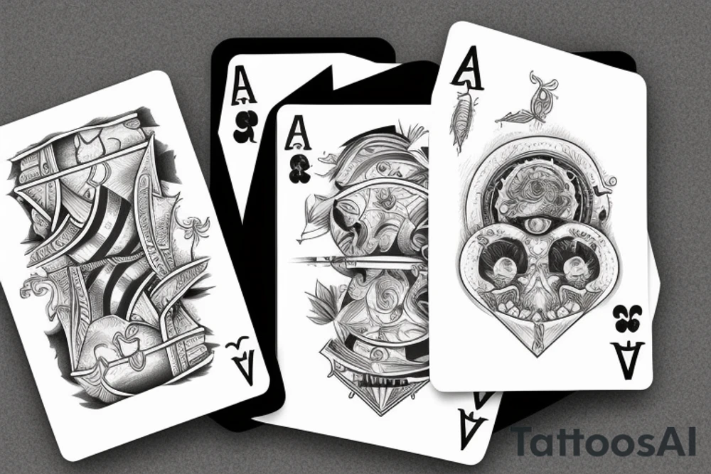 Two card game cards next to each other tattoo idea