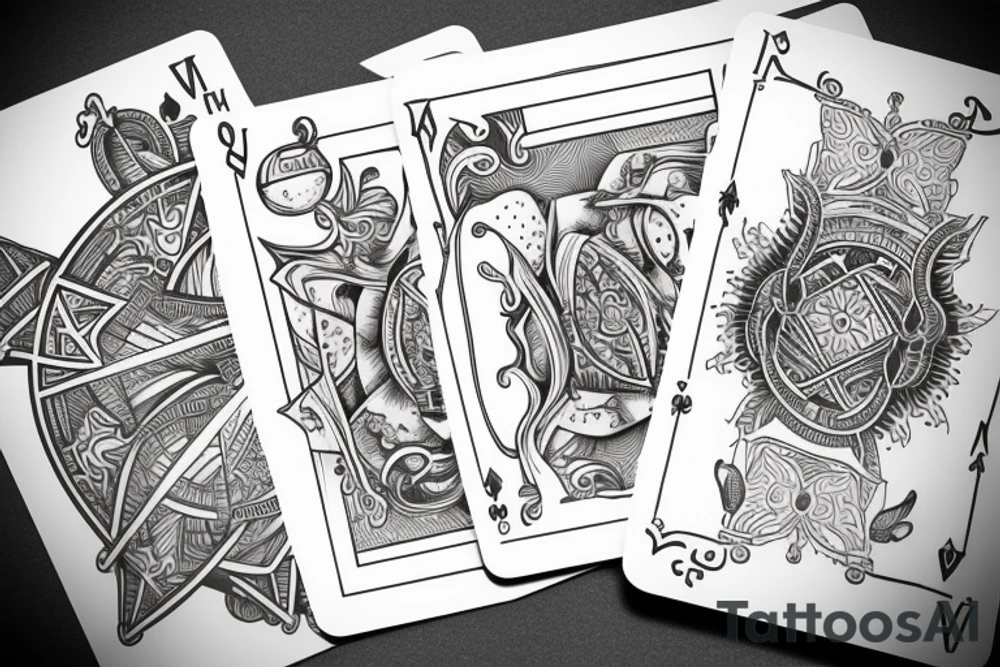 Two card game cards next to each other tattoo idea
