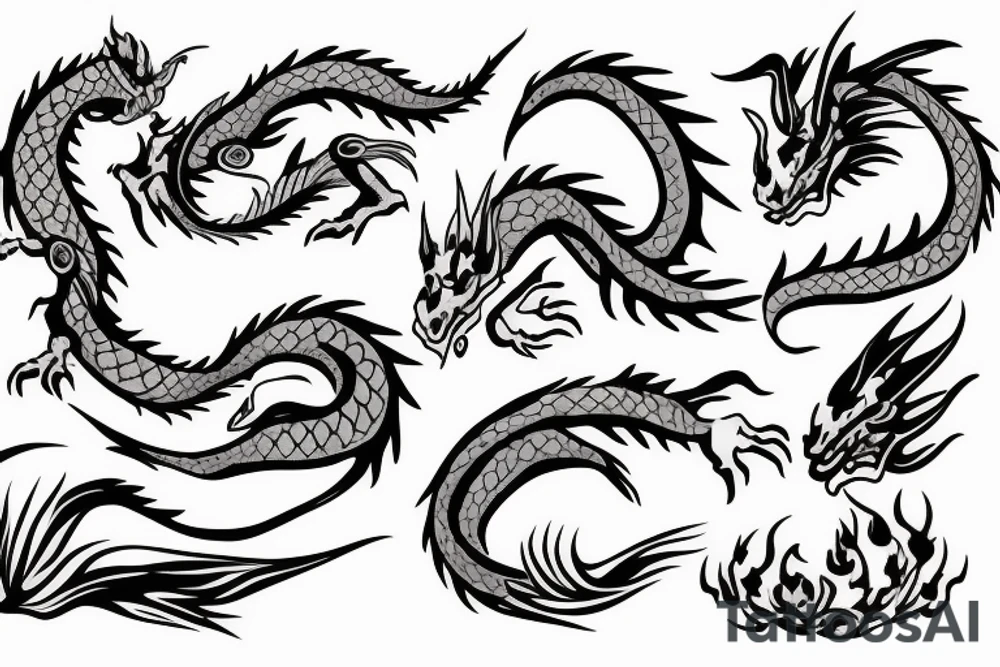 dragon with flowers tattoo idea
