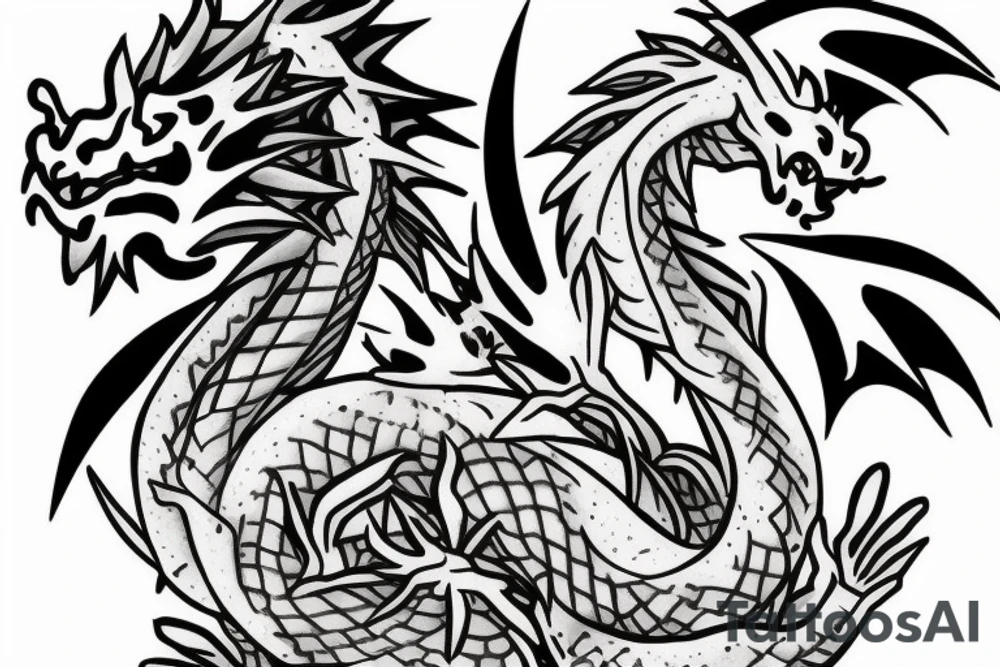 dragon with flowers tattoo idea