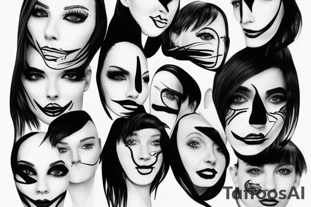 a fine line tattoo featuring a distorted but friendly face tattoo idea