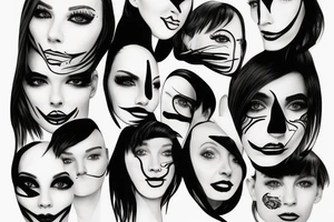 a fine line tattoo featuring a distorted but friendly face tattoo idea