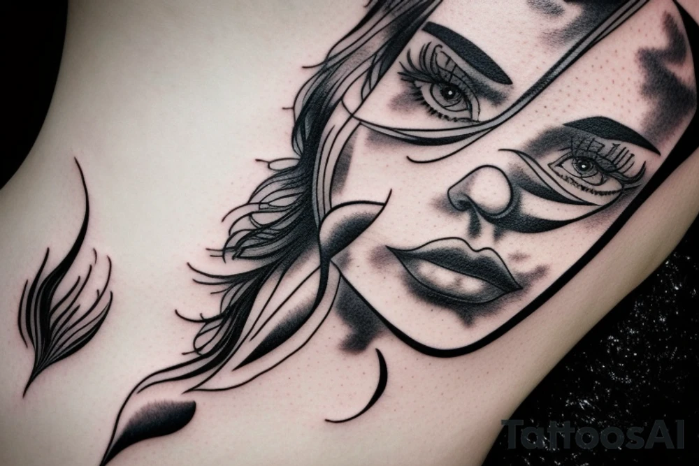 a fine line tattoo featuring a distorted but friendly face tattoo idea