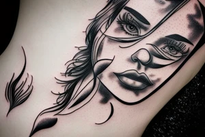 a fine line tattoo featuring a distorted but friendly face tattoo idea