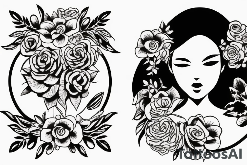 fine tattoo of a girl being pierced by a flower tattoo idea