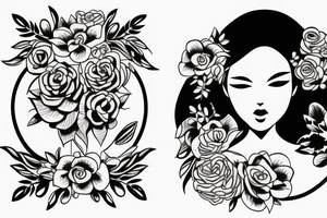 fine tattoo of a girl being pierced by a flower tattoo idea