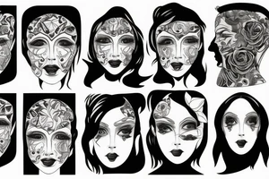 3 faces distorted tattoo idea