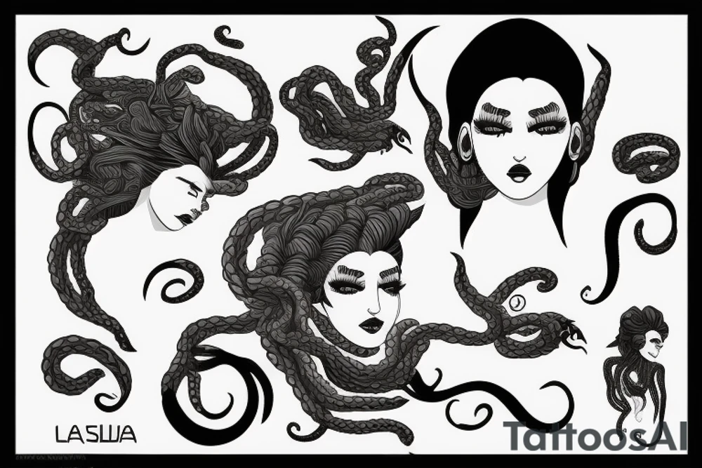 medusa la diosa con un yin yan de fondo tattoo idea