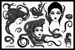 medusa la diosa con un yin yan de fondo tattoo idea
