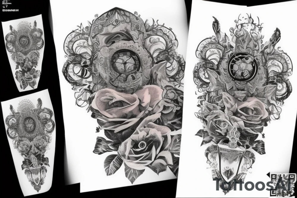 Жар птица с павлиньми и огненными крыльями и хвостом tattoo idea