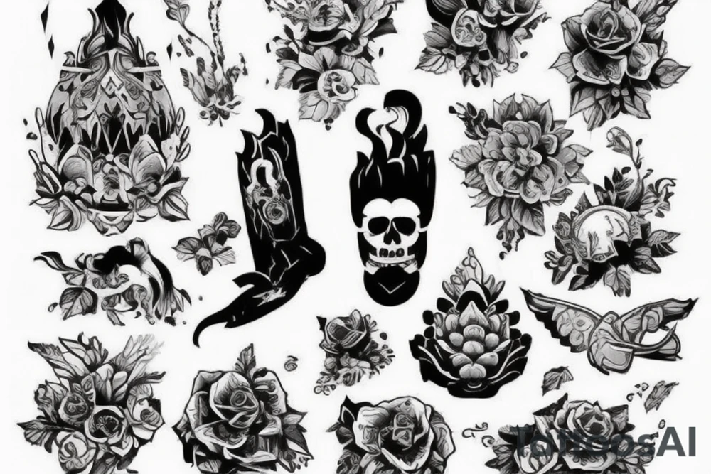 Жар-птица с павлиньми и огненными крыльями и хвостом tattoo idea