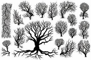 tree with roots and no leaves tattoo idea