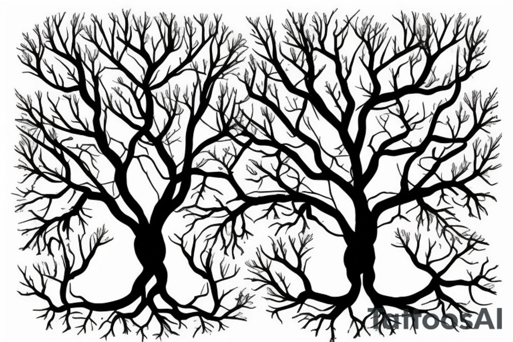 tree with roots and no leaves tattoo idea