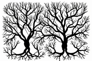 tree with roots and no leaves tattoo idea