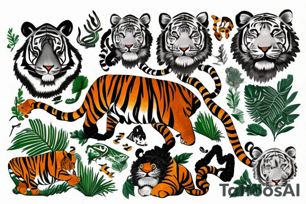 Tiger in jungle tattoo idea