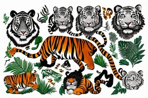 Tiger in jungle tattoo idea