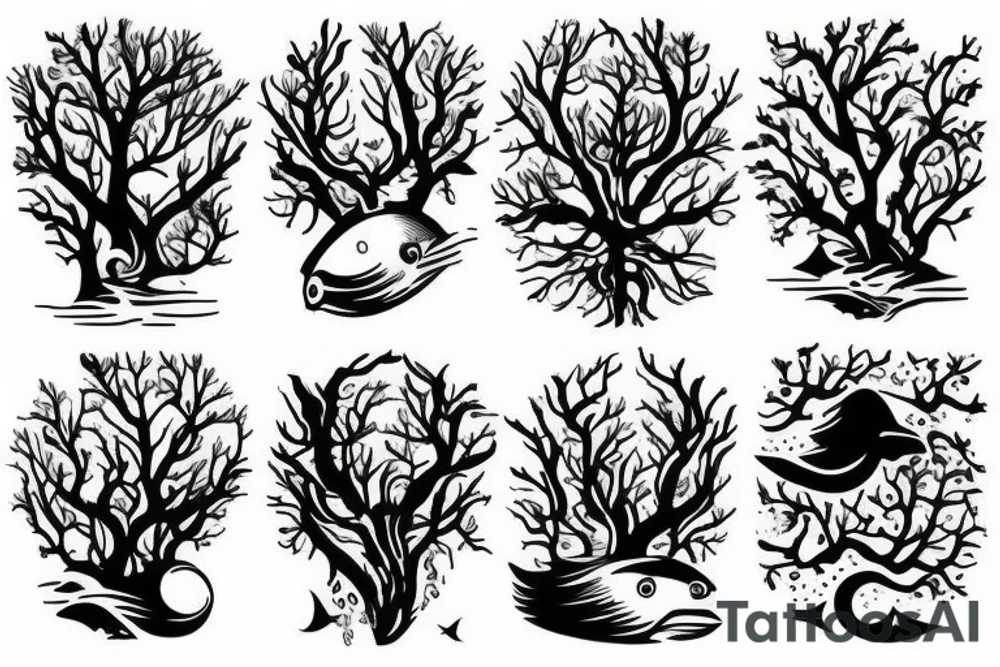 nature, sea, sunset, trees tattoo idea