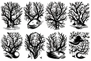 nature, sea, sunset, trees tattoo idea