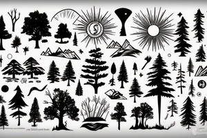 beautiful sunset in the forest tattoo idea