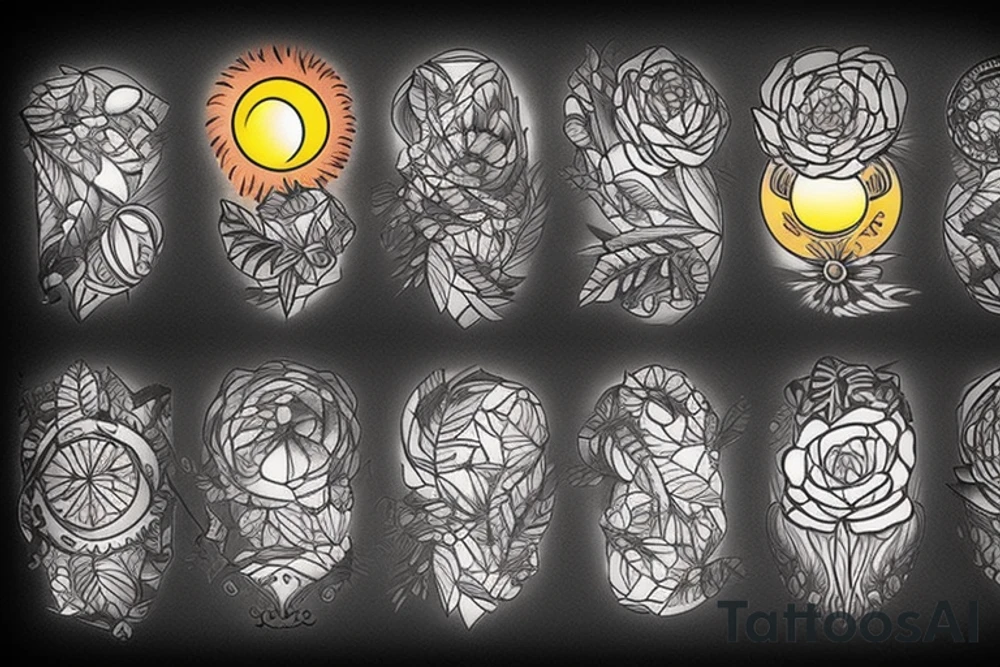 beautiful sunset in the forest tattoo idea