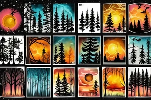 beautiful sunset in the forest tattoo idea