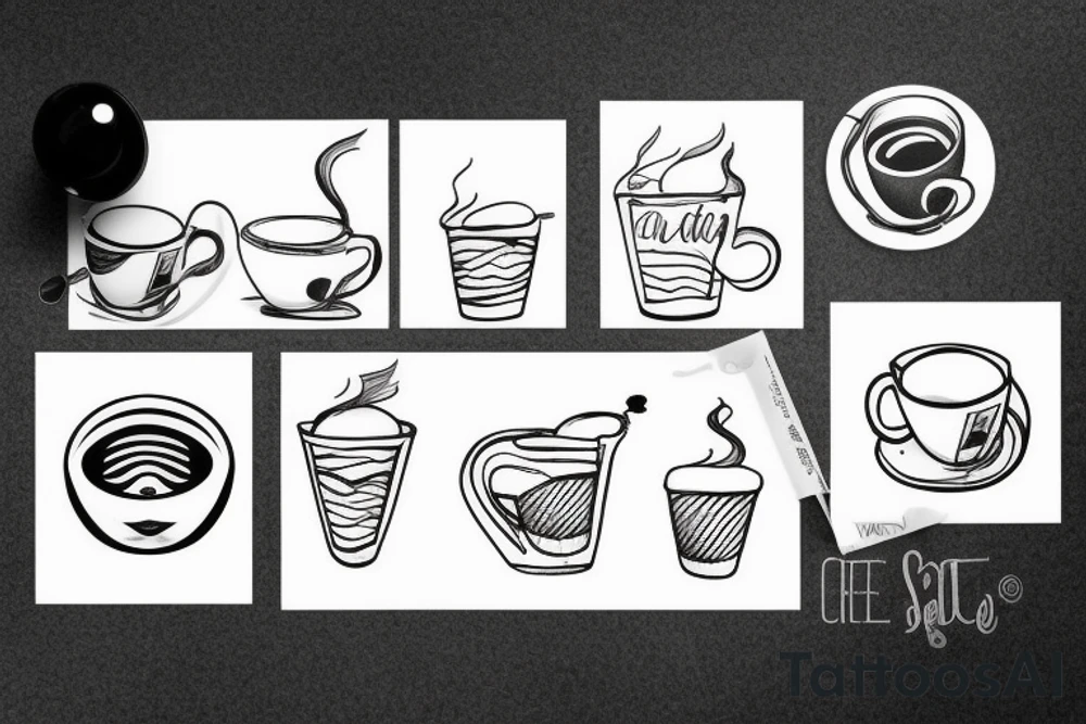 coffee with friends near the sea tattoo idea