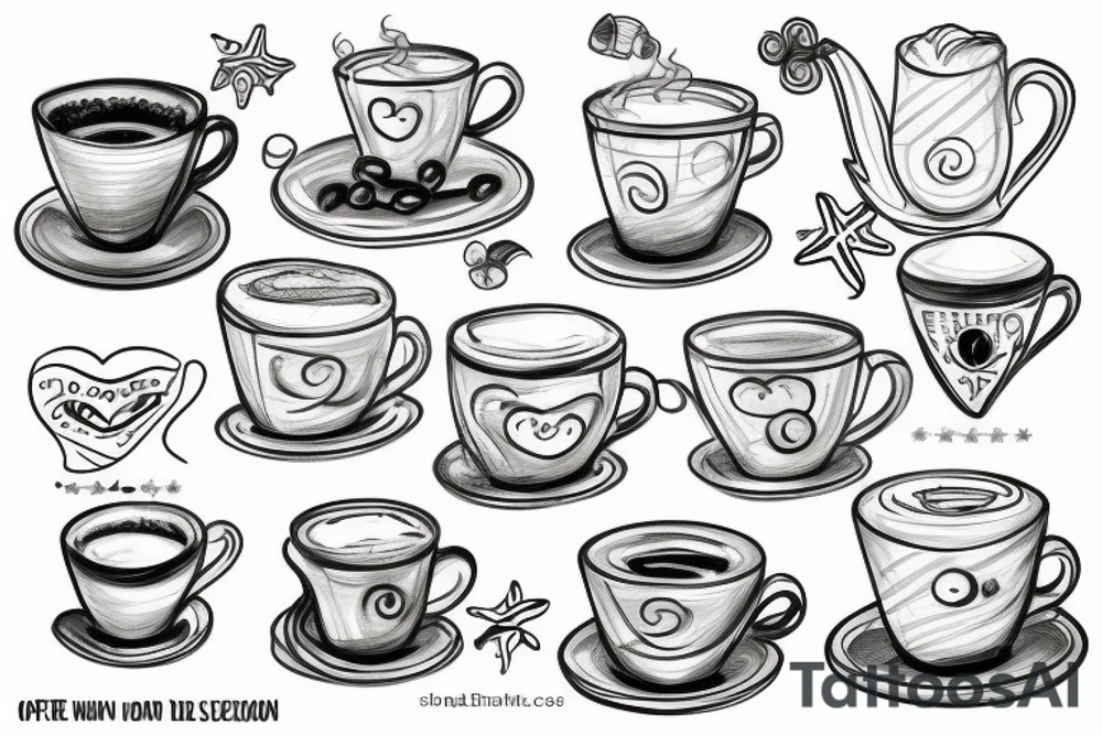 coffee with friends near the sea tattoo idea
