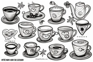 coffee with friends near the sea tattoo idea