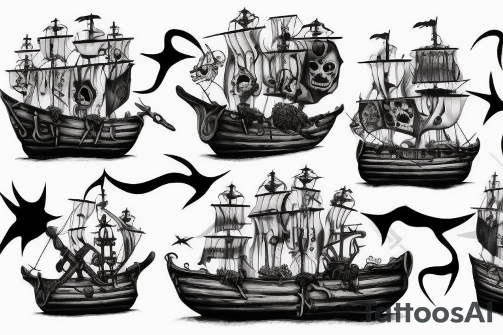 Undead Pirate ship tattoo idea