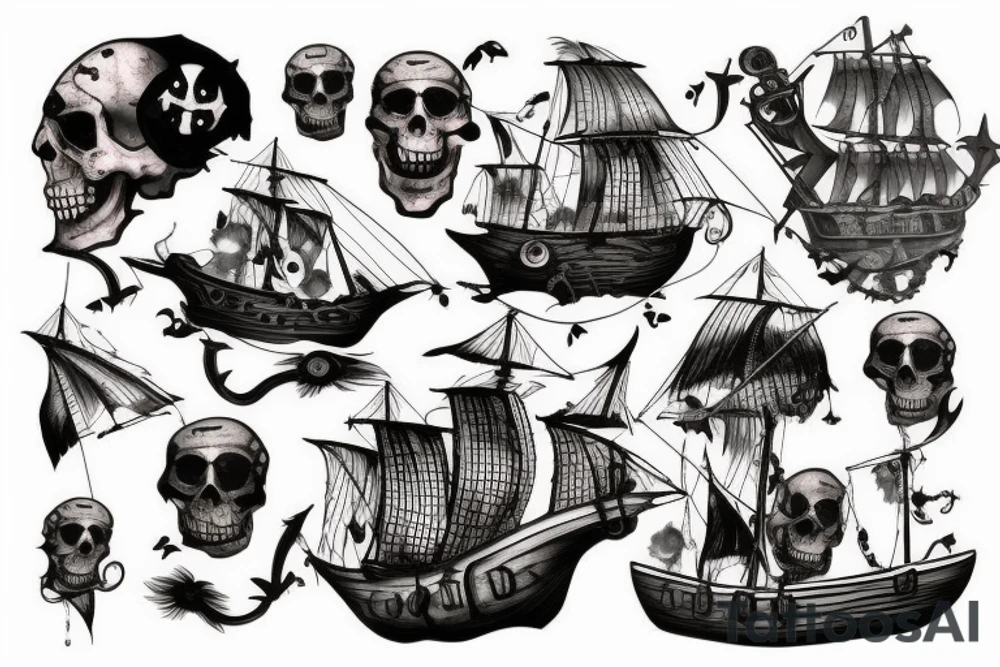 Undead Pirate ship tattoo idea